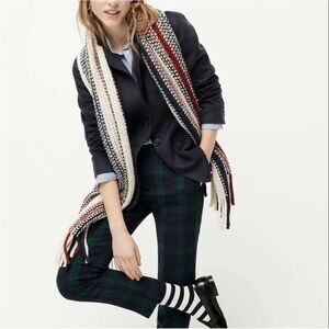 J. Crew Striped Blanket Alpaca Wool Blend Scarf with Fringe in Natural Ochre